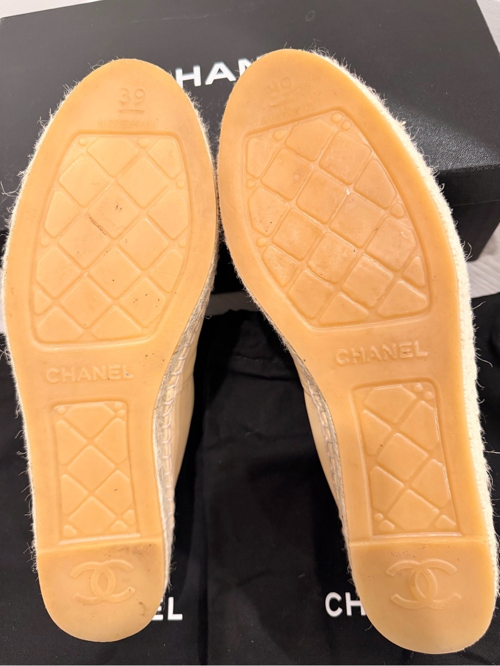 Chanel Classic CC Cap Toe Espadrille Lambskin Beige Black Size EU 39 - Picture 6 of 10